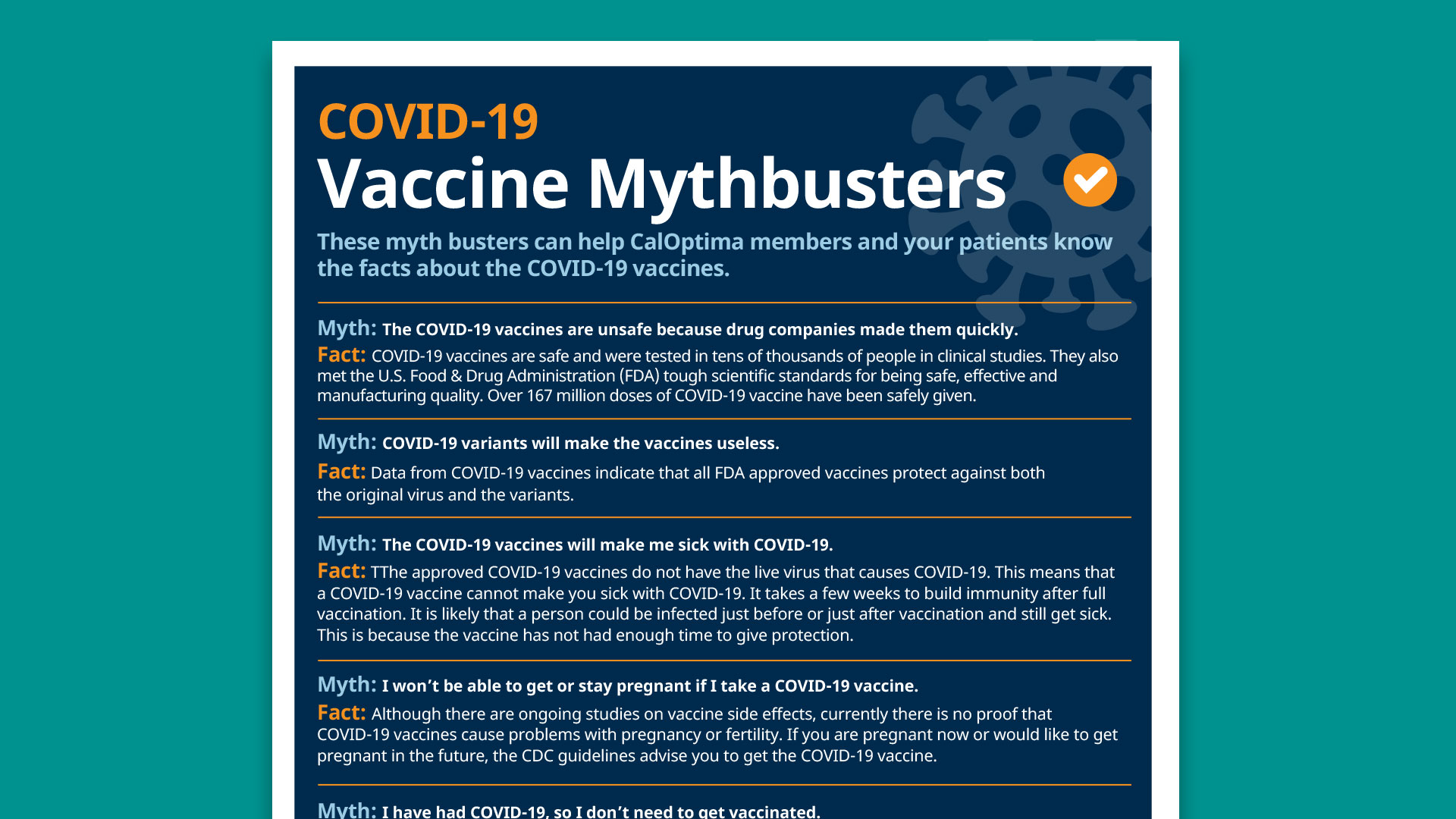 CalOptima COVID-19 Vaccine Mythbusters