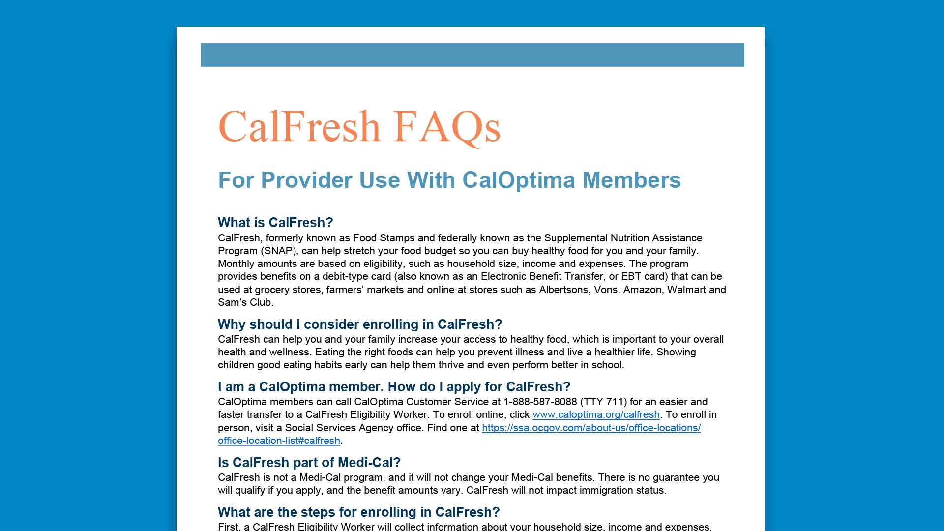 CalFresh FAQ